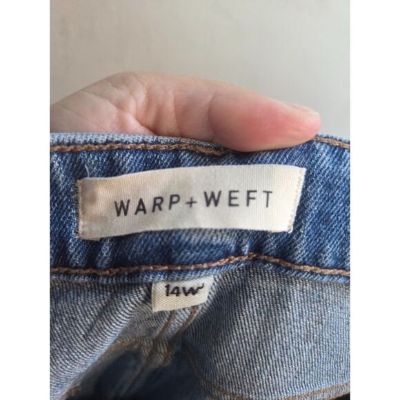 Warp + Weft "Lin" "Milan Linate" Blue Cotton Straight Denim Skirt size 14W - Picture 5 of 9